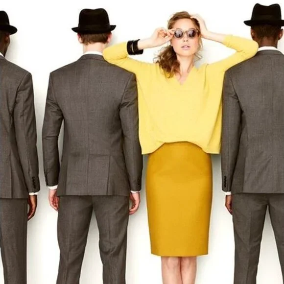 J.Crew No. 2 pencil skirt double-serge wool yellow 6p - Picture 5 of 6